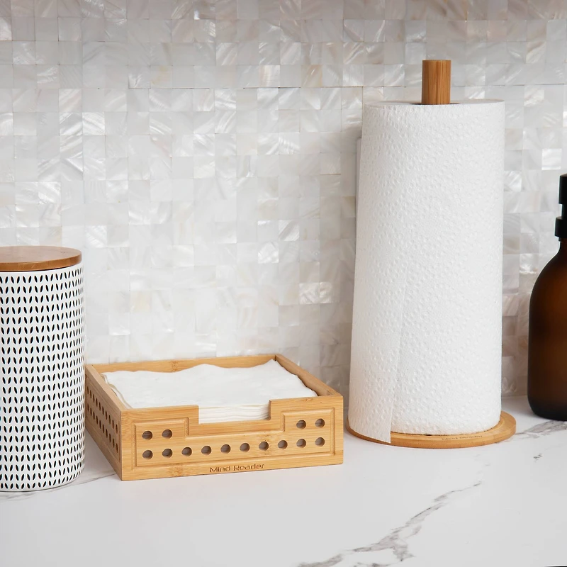 Mind Reader Lattice Bamboo Paper Towel & Napkin Holder Set
