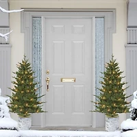 4.5ft. Pre-Lit Potted Artificial Christmas Tree, Clear Lights