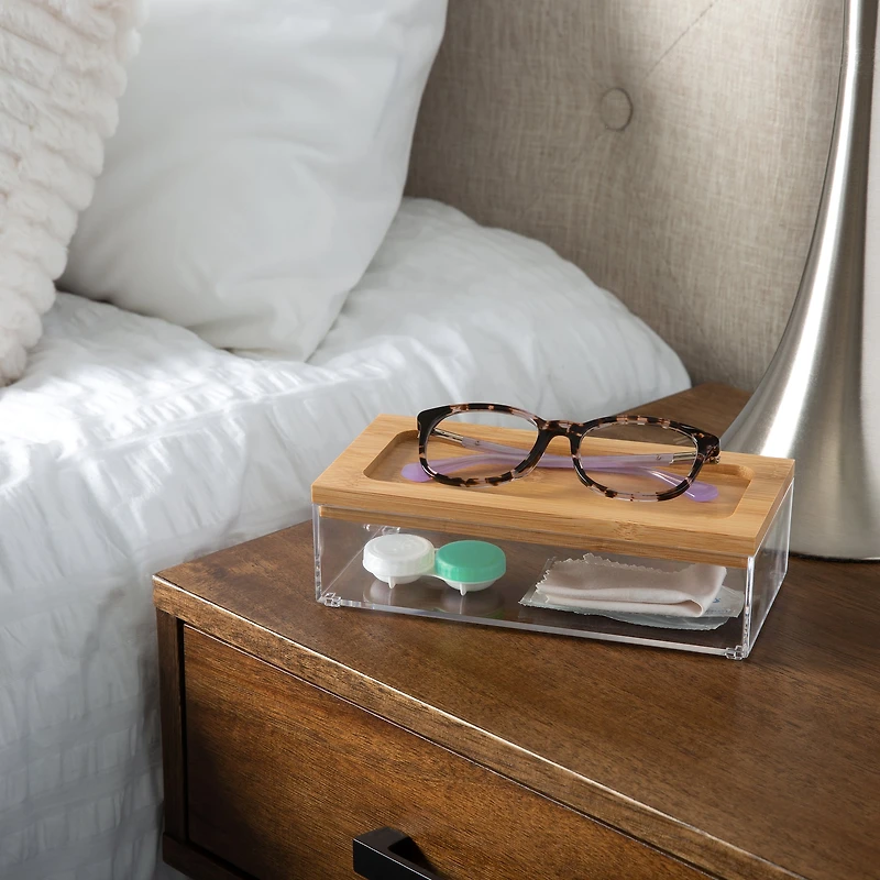 Simplify Bamboo Lid Square Clear Organizer