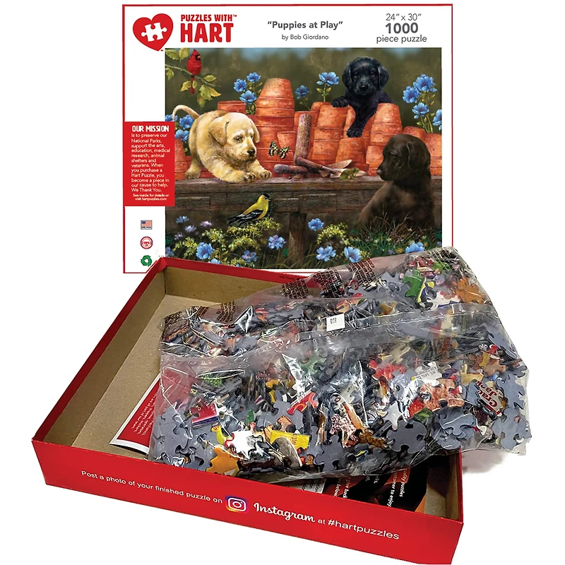 Hart Puzzles Puppies at Play by Bob Giordano 1,000 Piece Jigsaw Puzzle