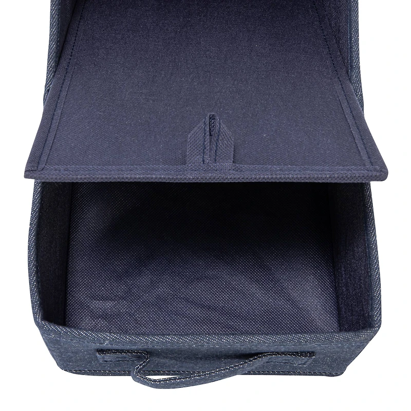 Household Essentials 11.5" Denim Blue Collapsible Cotton Blend Rectangular Storage Drawer, 2ct.