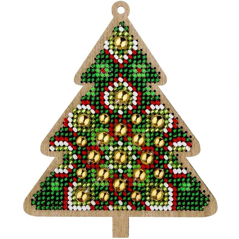 Wonderland Crafts Christmas Tree Bead Embroidery on Wood Kit