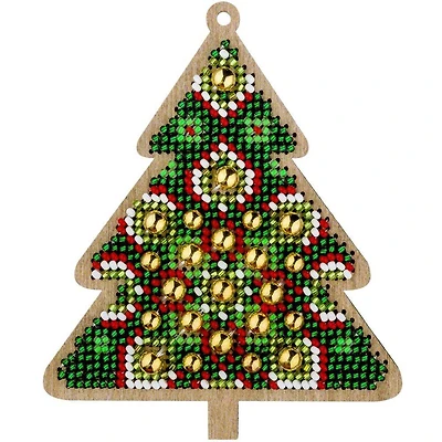 Wonderland Crafts Christmas Tree Bead Embroidery on Wood Kit