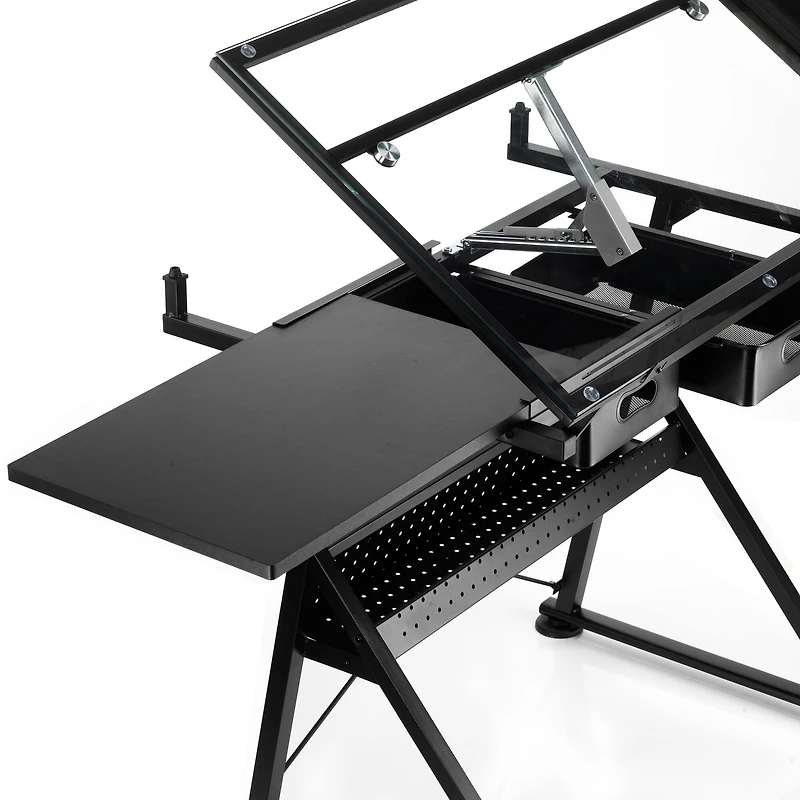 Metal & Glass Artist Table by Artist's Loft