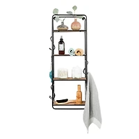 Hello Honey® 32" Metal & Wood Shelf With Hooks