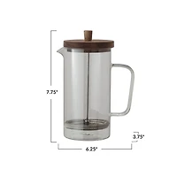 Hello Honey® 36oz. Glass & Stainless Steel French Press Coffee Maker with Acacia Wood Lid