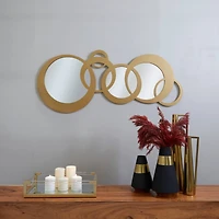 Gold Wood Circles Geometric Wall Mirror 56" x 1" x 23"