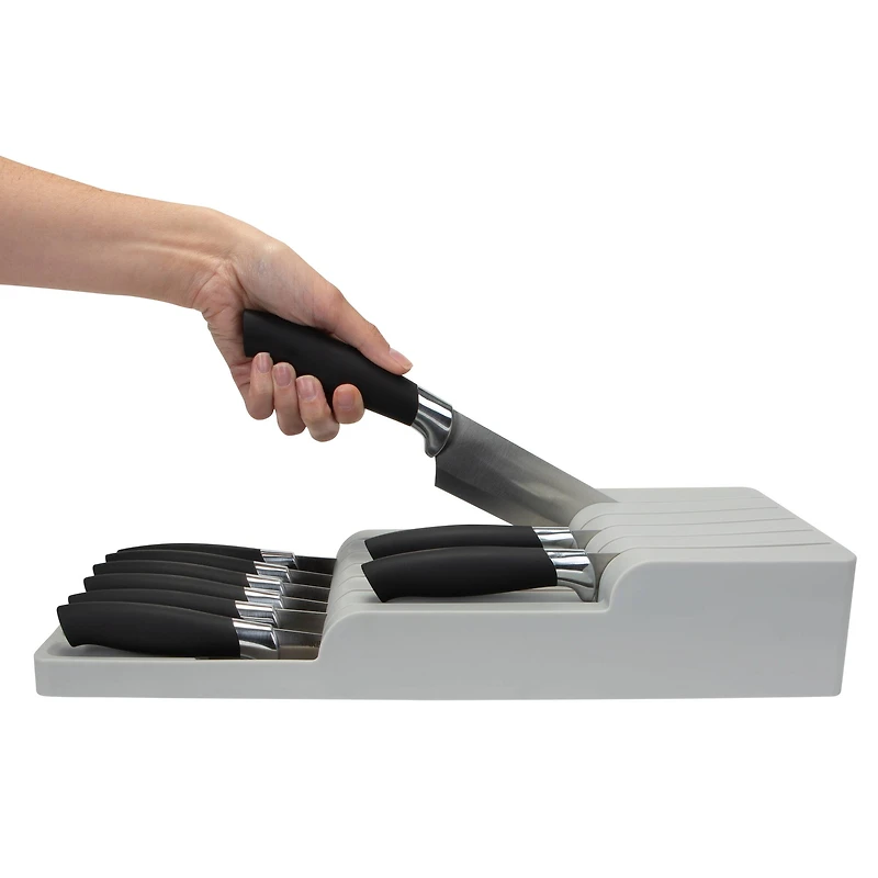 Kitchen Details 2-Tier Gray In-Drawer Knife Organizer