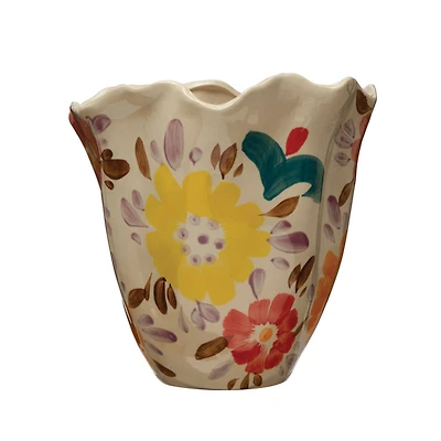 Hello Honey® 11" Multicolor Hand Painted Stoneware Planter