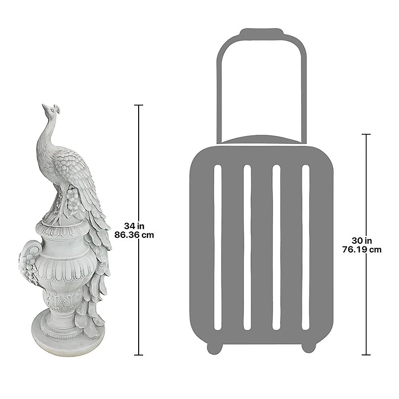 Design Toscano Staverden Castle Peacock on an Urn Garden Statue