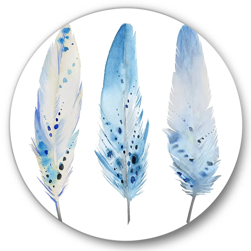 Designart - Blue Boho Feathers II
