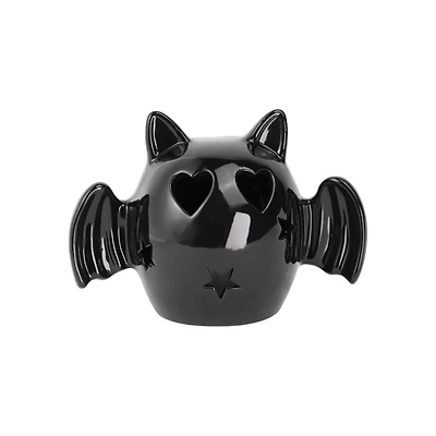 6.5" Black Bat with Heart Eyes LED Ceramic Tabletop Décor by Ashland®