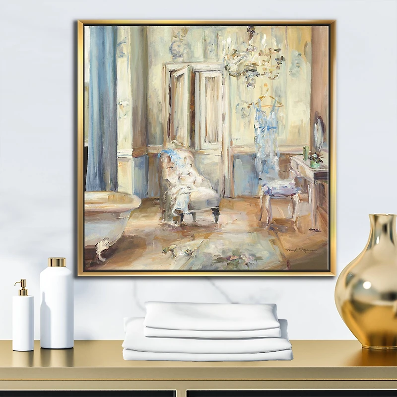 Designart - French Boudoir Bath I - Traditional Bathroom Framed Canvas