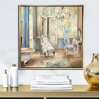Designart - French Boudoir Bath I - Traditional Bathroom Framed Canvas