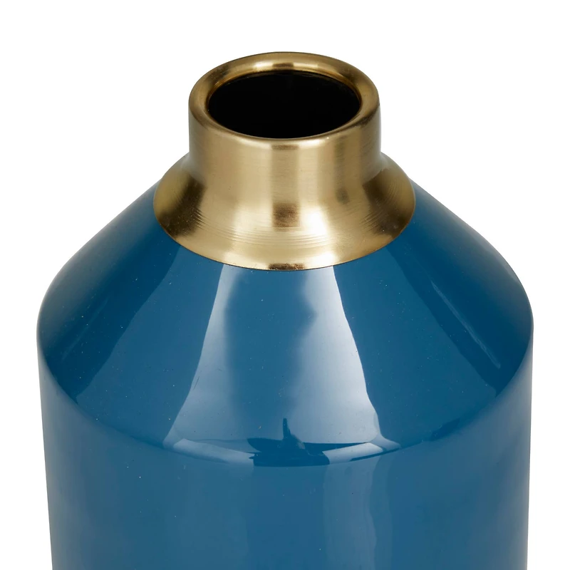 The Novogratz Blue Metal Modern Vase, 10" x 5" x 5"