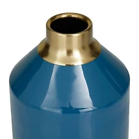 The Novogratz Blue Metal Modern Vase, 10" x 5" x 5"