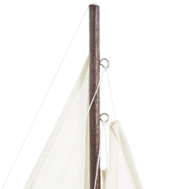 21" White Distressed Sail Boat Sculpture
