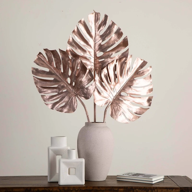 41" Rose Gold Monstera Leaf Stems, 3ct.