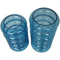 Blue Bubble Glass Vase Set