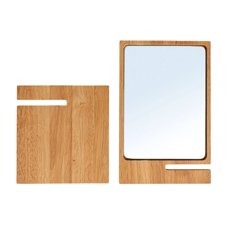 Hello Honey® 9.75" Natural Rubberwood Reflections Desk Mirror