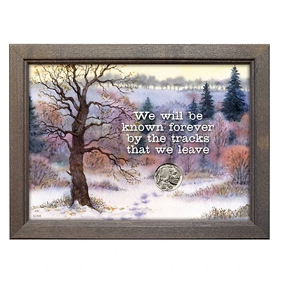 Tracks With Buffalo Nickel Coin in 5" x 7" Frame