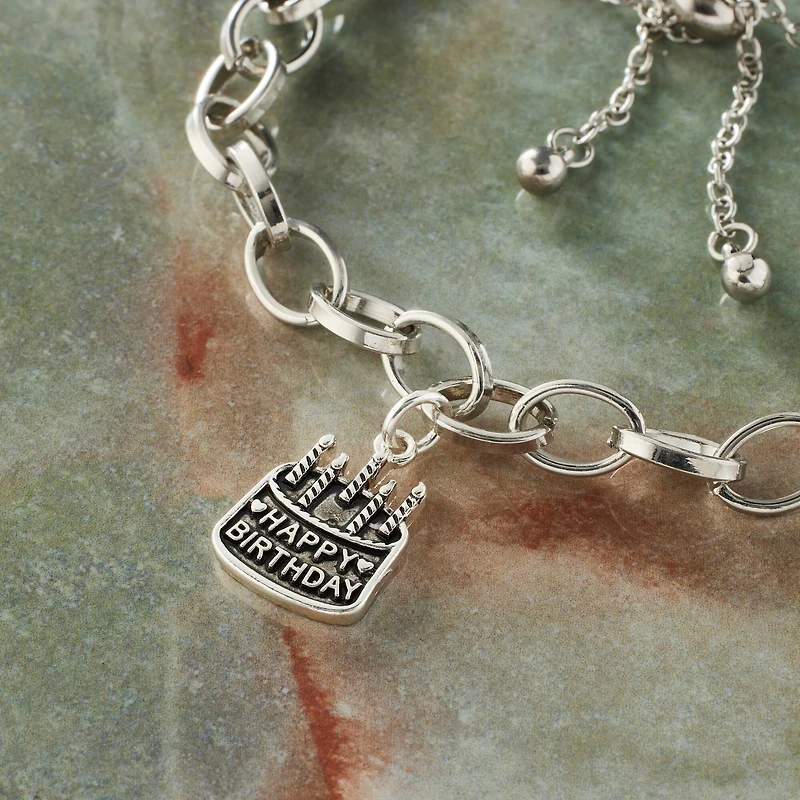 Silver Plated Birthday Cake Charm by Bead Landing™