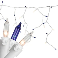 50ct. Blue & Clear Mini Window Curtain Icicle Christmas String Lights