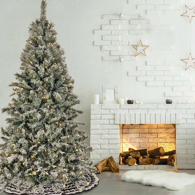 6.5ft. Pre-Lit Snowy Harwich Artificial Christmas Tree, Warm White LED Lights