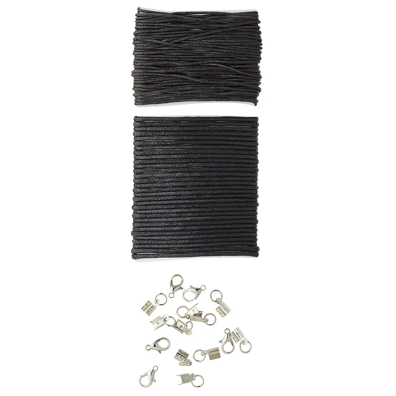 12 Pack: Black Waxed Cotton Cord Set by Bead Landing™