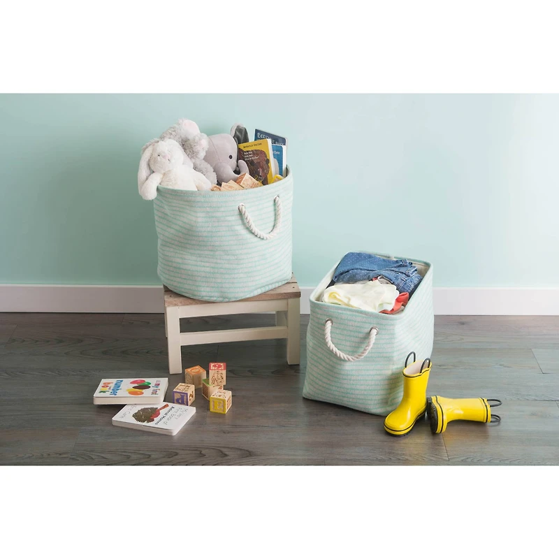 DII® Medium Round Aqua Keeping Score Polyester Bin