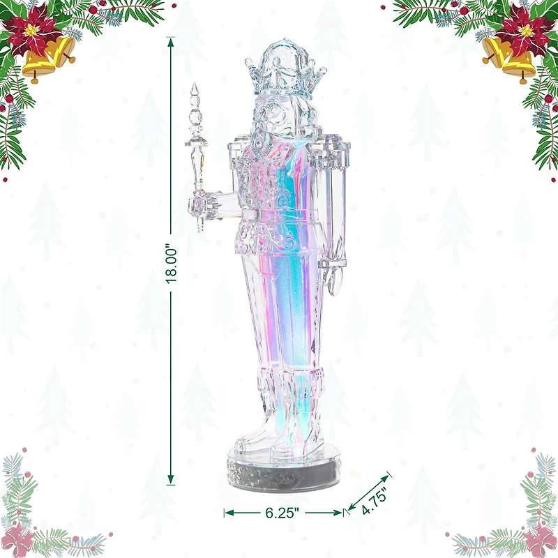 Glitzhome® 18" Acrylic Lighted Tabletop Nutcracker Figurine