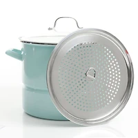 Kenmore® 16qt. Blue Stainless Steel Pot with Steamer Insert and Glass Lid