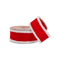 1.5" x 15ft. Red with White Fluff Edges Wired Ribbon by Celebrate It®