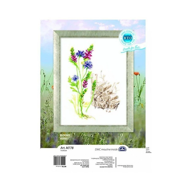 RTO Bloomy Herbs with Wood Pile Cross Stitch Kit