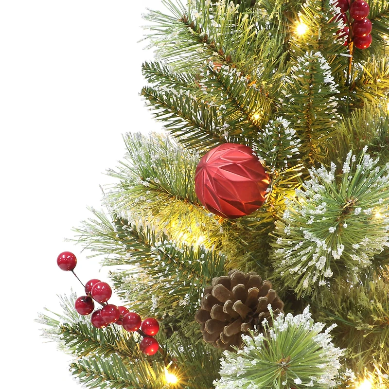 4ft. Pre-Lit Artificial Potted Adorned Christmas Tree, Warm White LED Lights