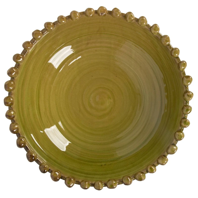 Hello Honey® 16.5" Green Round Hobnail Terra Cotta Decorative Bowl