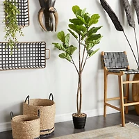 63" Black Vinyl Contemporary Potted Artificial Tree