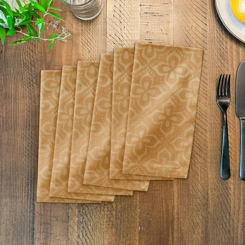 Yellow Medallion Pattern 10" x 10" Cotton Twill Napkin