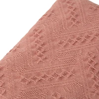 Glitzhome® Coral Pink Grid Cotton Woven Throw