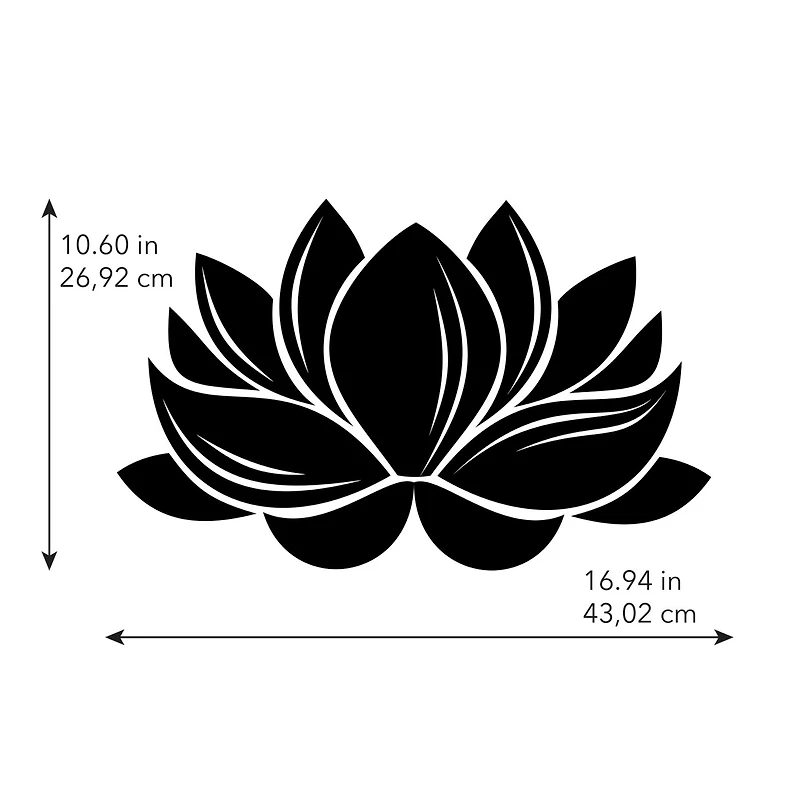 RoomMates Black Line Art Lotus Peel & Stick Giant Wall Decal Set
