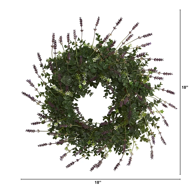 18" Eucalyptus & Lavender Double Ring Wreath with Twig Base