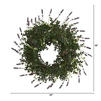 18" Eucalyptus & Lavender Double Ring Wreath with Twig Base