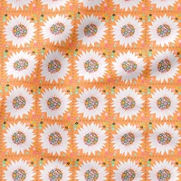 Fabric Editions Orange Retro Daisy Cotton Fabric