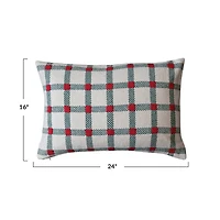 Hello Honey® 24" x 16" Embroidered Red & Green Plaid Lumbar Throw Pillow