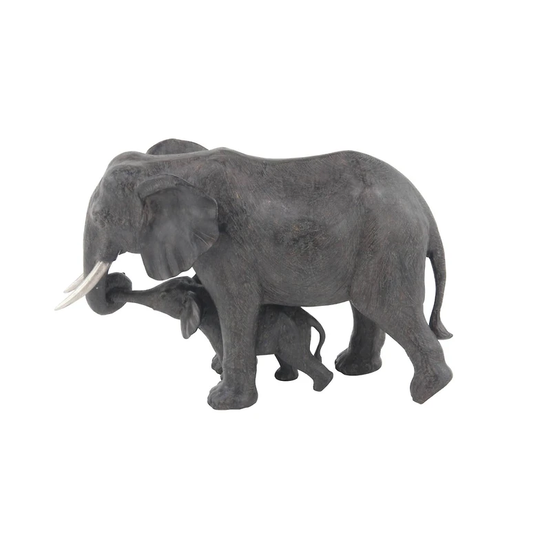 20" Dark Gray Eclectic Polystone Elephant Sculpture