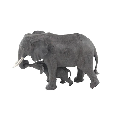 20" Dark Gray Eclectic Polystone Elephant Sculpture