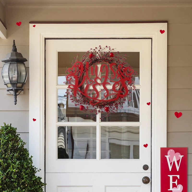 Glitzhome® 17.75" Valentine's Metal "Hugs & Kisses" Wall Décor