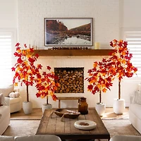 6ft. Pre-Lit Autumn Weeping Maple Artificial Fall Tree with 300 Warm White LED Lights