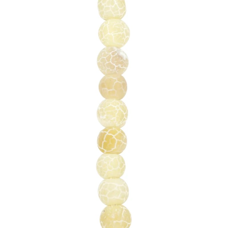 Yellow Crackle Agate Round Beads by Bead Landing