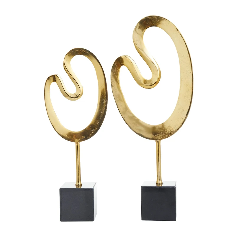 CosmoLiving by Cosmopolitan Gold Marble Contemporary Sculpture